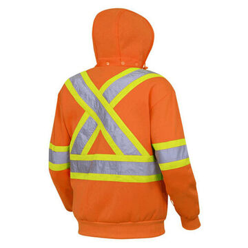 Fleece Hoodie, XL, Hi-Viz Orange, Polyester