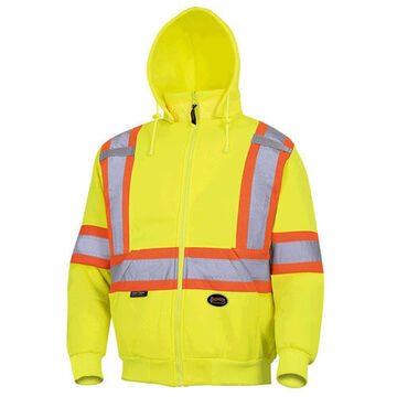 Sweat à capuche en molleton, jaune haute visibilité, vert, polyester