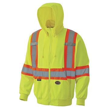 Sweat à capuche en micro-polaire, 3XL, jaune haute visibilité, vert