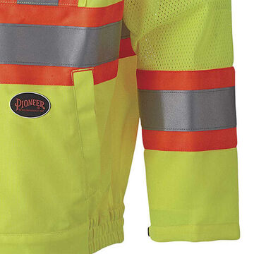 Traffic Safety Jacket, Unisex, Large, Hi-Viz Yellow, Green, Polyester