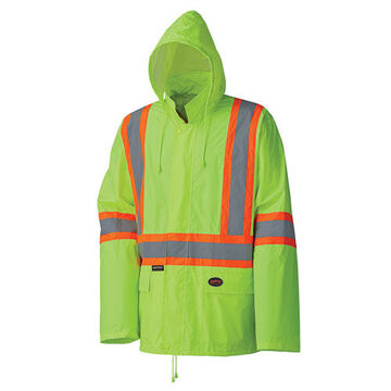 Waterproof Lightweight Safety Rain Suit, Men, 4XL, Yellow/Green, Polyester, PVC