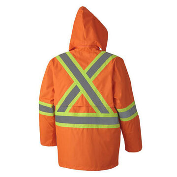 Waterproof Lightweight Safety Rain Suit, 4XL, Orange, Polyester, PVC