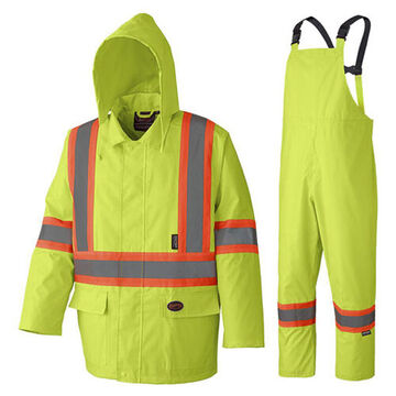 Rain Suit Waterproof Lightweight Safety, Yellow/green, Polyester, Pvc