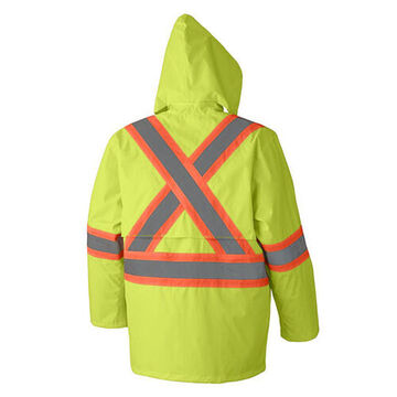 Waterproof Lightweight Safety Rain Suit, Large, Yellow/Green, Polyester, PVC