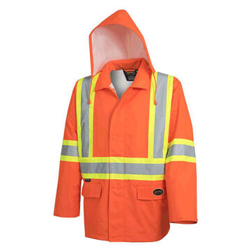 Safety Jacket, Women, 2XL, Hi-Viz Orange, 300 Denier Oxford Polyester, PU Coated, 50 to 52 in Chest