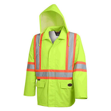 Veste de sécurité, homme, grand, jaune haute visibilité, vert, polyester Oxford 300 deniers, enduit PU, poitrine de 42 à 44 pouce