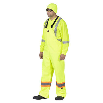 Pantalon de pluie à bavette imperméable, homme, 2XL, jaune haute visibilité, vert, polyester, polyuréthane, taille de 44 à 46 pouce