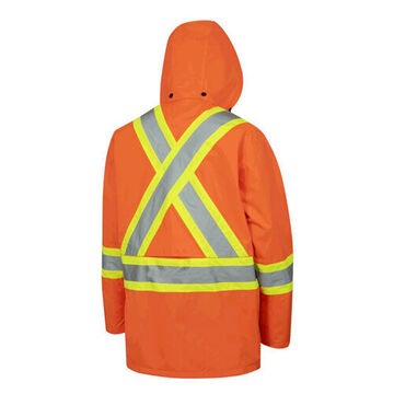 Safety Jacket, Unisex, 4XL, Hi-Viz Orange, Polyester