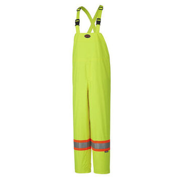 Lightweight Waterproof Safety Bib Pant, XL, Yellow/Green, 150 denier PU Coated polyester, 40-42 in Waist, 32-1/2 in lg
