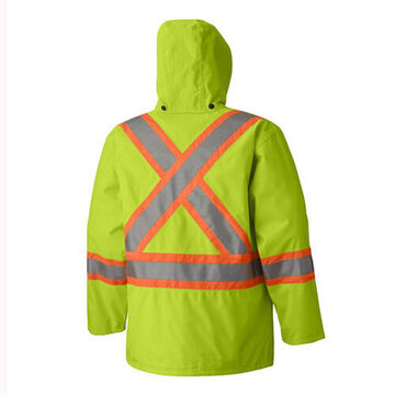 Safety Jacket, Unisex, 2XL, Hi-Viz Yellow, Green, PU Coated oxford Polyester