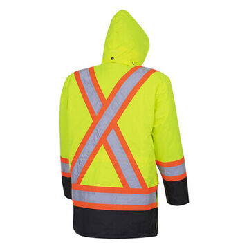 Safety Jacket, Unisex, Small, Hi-Viz Yellow, Green, PU Coated oxford Polyester