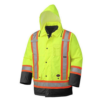 Safety Jacket, Unisex, Small, Hi-Viz Yellow, Green, PU Coated oxford Polyester