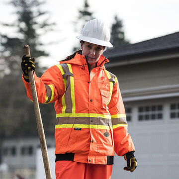 Safety Jacket, Unisex, 3XL, Hi-Viz Orange, PU Coated oxford Polyester