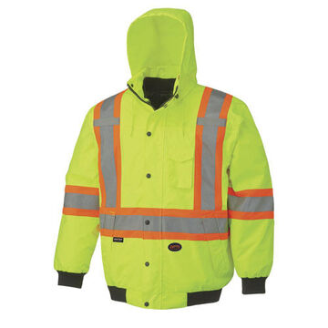 Safety Jacket, Unisex, 2XL, Hi-Viz Yellow, Green, PU Coated oxford Polyester