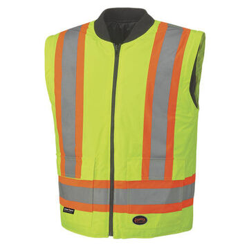 Safety Jacket, Unisex, 2XL, Hi-Viz Yellow, Green, PU Coated oxford Polyester