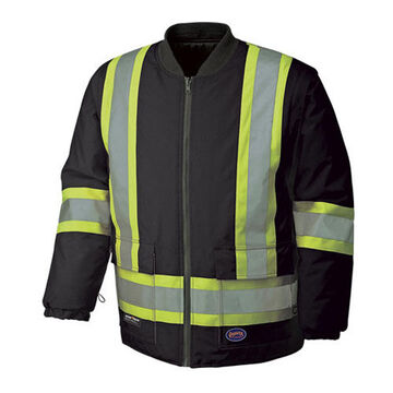 Safety Jacket, Unisex, Large, Hi-Viz Black, PU Coated oxford Polyester