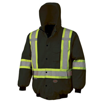 Safety Jacket, Unisex, Large, Hi-Viz Black, PU Coated oxford Polyester