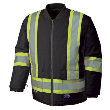 Safety Jacket, Unisex, 5XL, Hi-Viz Black, PU Coated oxford Polyester