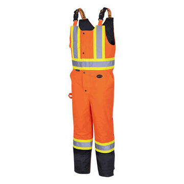 Pantalon à bavette matelassé imperméable, orange, polyester Oxford 300 deniers, revêtement en polyuréthane, 31 pouce LG