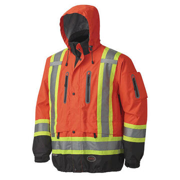 Veste de sécurité haut de gamme, unisexe, 3XL, orange haute visibilité, polyester oxford enduit PU