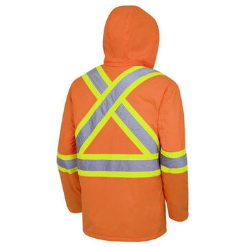 Veste de sécurité matelassée d'hiver, unisexe, orange haute visibilité, polyester oxford enduit PU