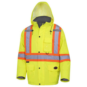 Winter Quilted Safety Jacket, Unisex, Large, Hi-Viz Yellow, Green, PU Coated oxford Polyester