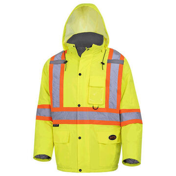 Veste de sécurité matelassée d'hiver, unisexe, jaune haute visibilité, vert, polyester oxford enduit PU