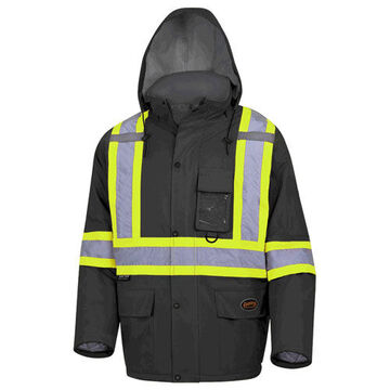 Winter Quilted Safety Jacket, Unisex, XL, Hi-Viz Black, PU Coated oxford Polyester