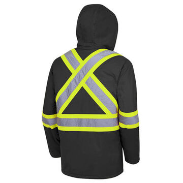 Veste de sécurité matelassée d'hiver, unisexe, XL, noir haute visibilité, polyester oxford enduit PU