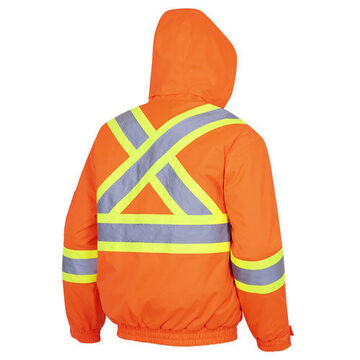 Safety Jacket Winter Quilted Bomber, Unisex, Hi-viz Orange, Pu Coated Oxford Polyester