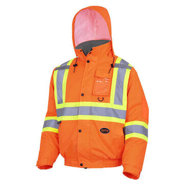 Winter Quilted Bomber Safety Jacket, Unisex, XL, Hi-Viz Orange, PU Coated oxford Polyester