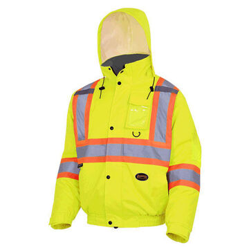 Winter Quilted Bomber Safety Jacket, Unisex, Medium, Hi-Viz Yellow, Green, PU Coated oxford Polyester
