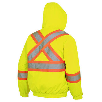 Winter Quilted Bomber Safety Jacket, Unisex, Medium, Hi-Viz Yellow, Green, PU Coated oxford Polyester