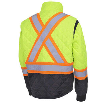Quilted Freezer Safety Jacket, Unisex, Small, Hi-Viz Yellow, Green, Polyester
