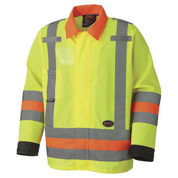 Breathable Traffic Control Safety Jacket, Unisex, 4XL, Hi-Viz Yellow, Green, Polyester