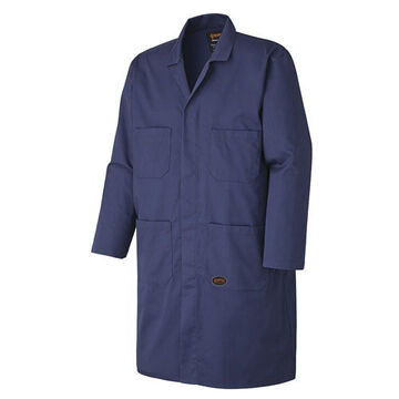 Shop Coat, Large, Navy Blue, Poly/Cotton/Anti-static