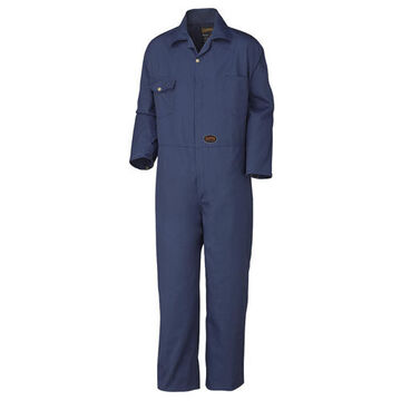 Heavy-Duty Coverall, Size 42, Navy Blue, Polyester/Cotton