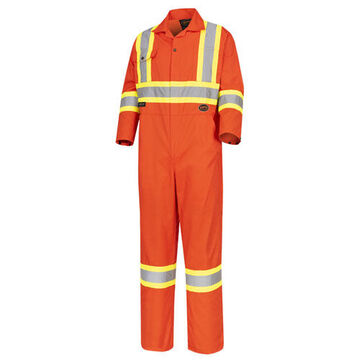 Coverall High Visibility Safety, Orange, Cotton, Polyester