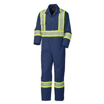 Heavy-Duty Coverall, Size 58, Navy Blue, Polyester/Cotton, 58 in Chest