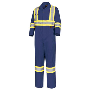 Heavy-Duty Coverall, Size 46, Navy Blue, Polyester/Cotton, 46 in Chest