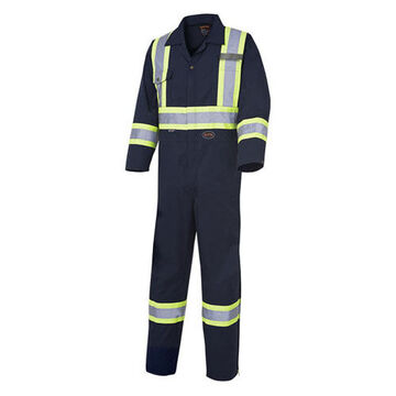 Heavy-Duty Coverall, Size 52, Navy Blue, Polyester/Cotton