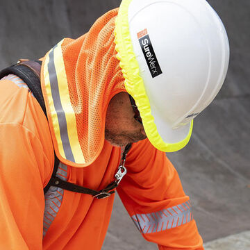 Hard Hat Sun Shade, One-Size Fit All, Orange, Polyester