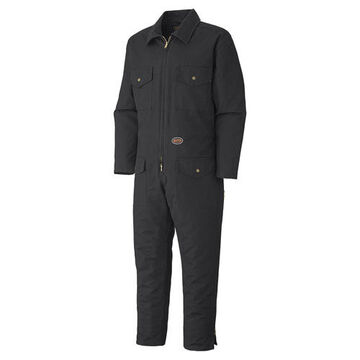 Heavy-Duty Coverall, 3XL, Black, Cotton, 54 to 56 in Chest