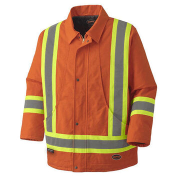 Safety Jacket, Unisex, 2XL, Orange, Cotton Duck Canvas