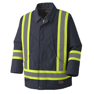 Safety Jacket, Unisex, 2XL, Navy, Cotton Duck Canvas