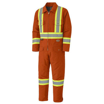 Duck Coverall, 2XL, Orange, Cotton, 50 to 52 in Chest