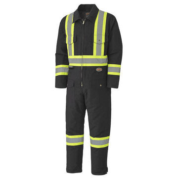 Safety Coverall, Medium, Black, Cotton, 38 to 40 in Chest