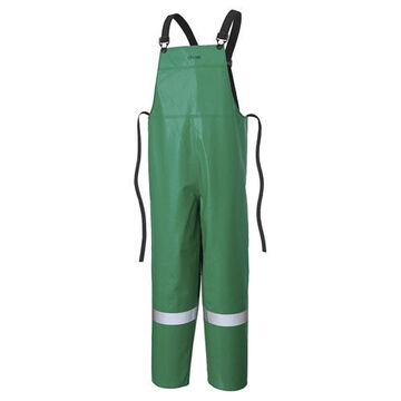 FR and Chemical Protective Bib Pant, 3XL, Green, Polyester, PVC, 40-42 in Waist