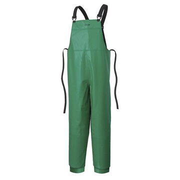 FR and Chemical Protective Bib Pant, 3XL, Green, Polyester, PVC, 48-50 in Waist, 33-1/5 in lg