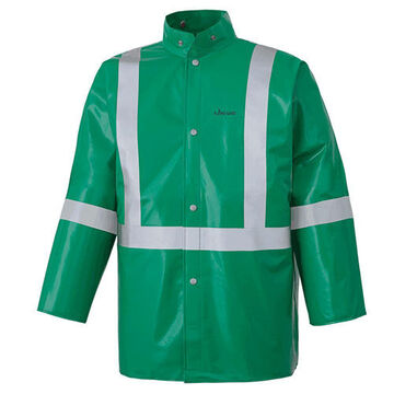 Chemical Protective Safety Jacket, Unisex, 2XL, Green, PVC/Polyester
